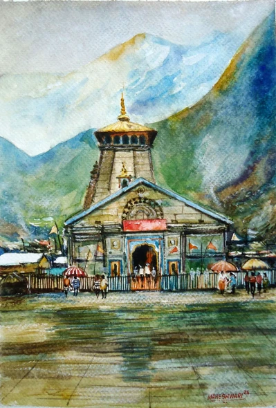 Kedarnath (ART-8291-126881) - Handpainted Art Painting - 8in X 11in
