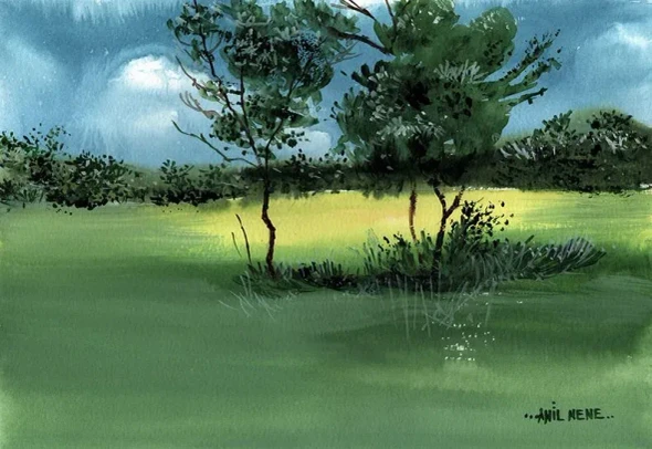 Sunbeams On The Meadow (ART-924-126858) - Handpainted Art Painting - 12in X 9in
