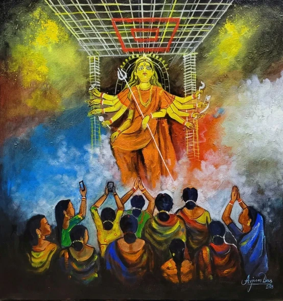 SHAKTI The Divine Power (ART-82-126654) - Handpainted Art Painting - 30in X 30in