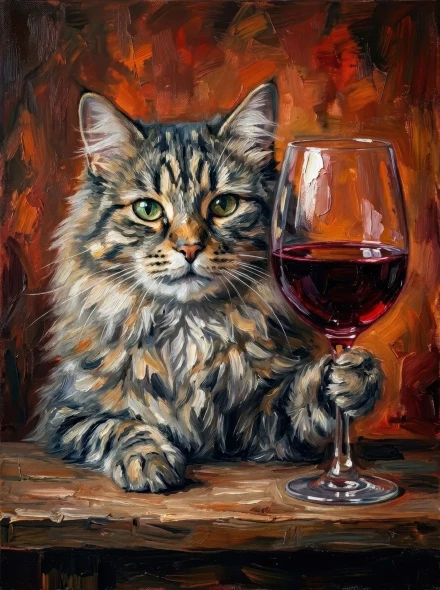 The Feline Connoisseur At Rest (PRT-15697-126744) - Canvas Art Print - 45in X 60in