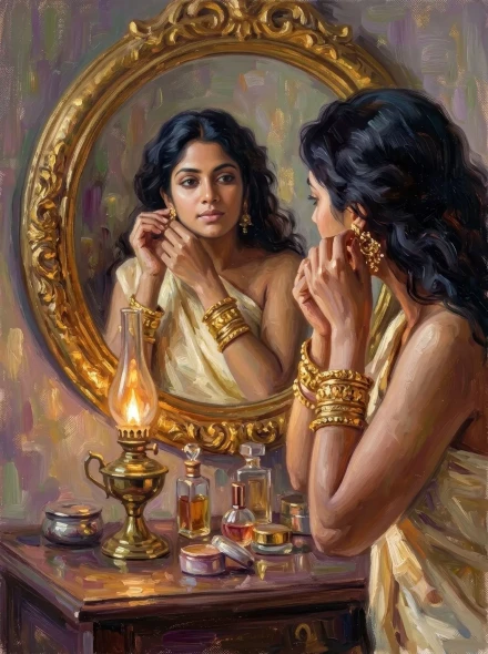 Gilded Reflection By Lamp (PRT-15697-126767) - Canvas Art Print - 45in X 60in