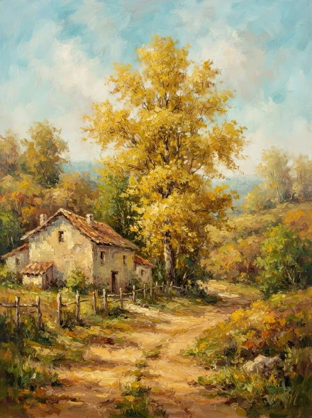Golden Autumn Path (PRT-15697-126973) - Canvas Art Print - 45in X 60in