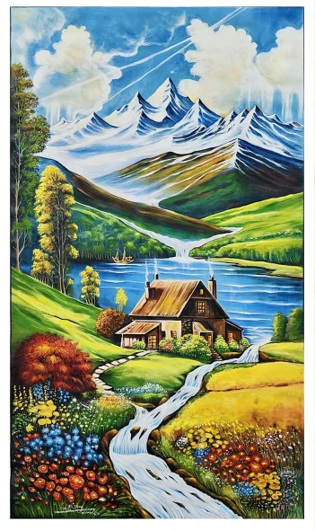 Snowy Landscape (ART-18830-127233) - Handpainted Art Painting - 30in X 45in