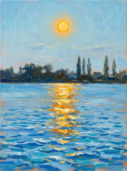 Golden Waters At Noon (PRT-15697-127008) - Canvas Art Print - 45in X 60in
