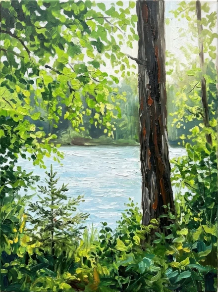 Emerald Canopy Above Water (PRT-15697-126736) - Canvas Art Print - 45in X 60in
