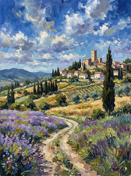 Echoes Of The Lavender Keep (PRT-15697-126735) - Canvas Art Print - 45in X 60in