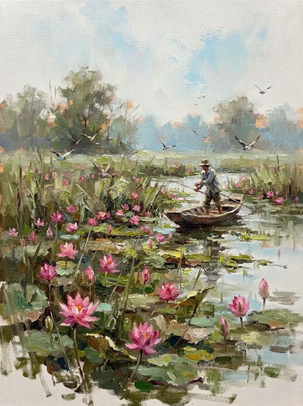 Serene Lotus Passage (PRT-15697-126972) - Canvas Art Print - 45in X 60in