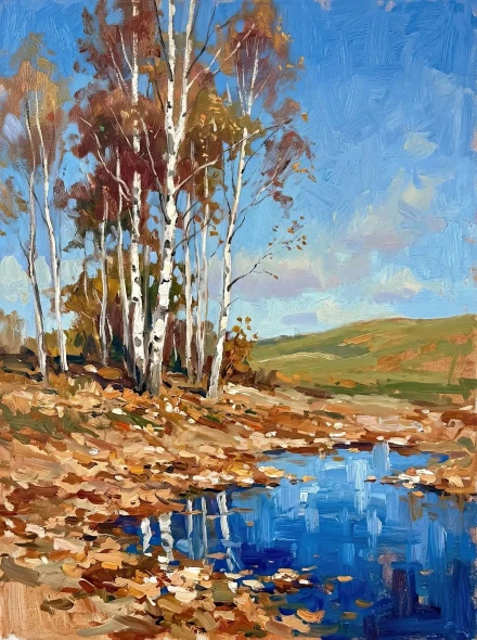 Birch Mirrors Along Deep Waters (PRT-15697-127093) - Canvas Art Print - 45in X 60in
