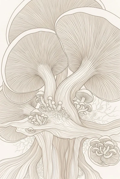 Submerged Fungal Silhouettes (PRT-15697-127552) - Canvas Art Print - 40in X 60in