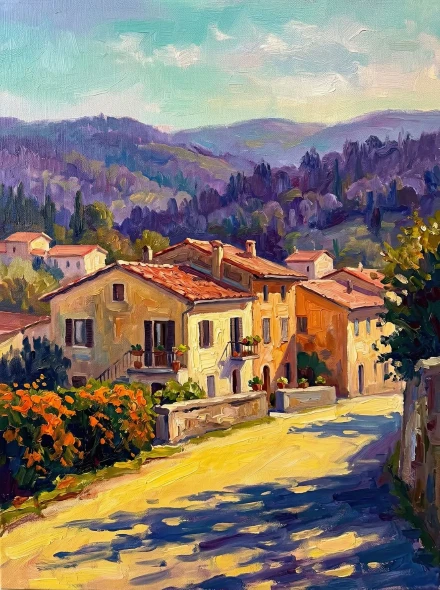 Sunlit Mediterranean Afternoon (PRT-15697-127046) - Canvas Art Print - 45in X 60in