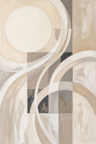Geometric Harmony In Neutrals (PRT-15697-127360) - Canvas Art Print - 40in X 60in