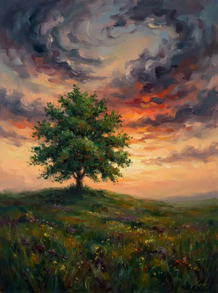 Solitary Light Upon The Hill (PRT-15697-126988) - Canvas Art Print - 45in X 60in