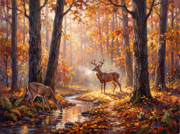 Golden Silences In The Woods (PRT-15697-127161) - Canvas Art Print - 60in X 45in