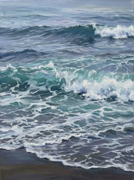 Churning Tides Of Cobalt (PRT-15697-126830) - Canvas Art Print - 45in X 60in