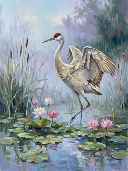 Elegance In The Misty Reeds (PRT-15697-126771) - Canvas Art Print - 45in X 60in