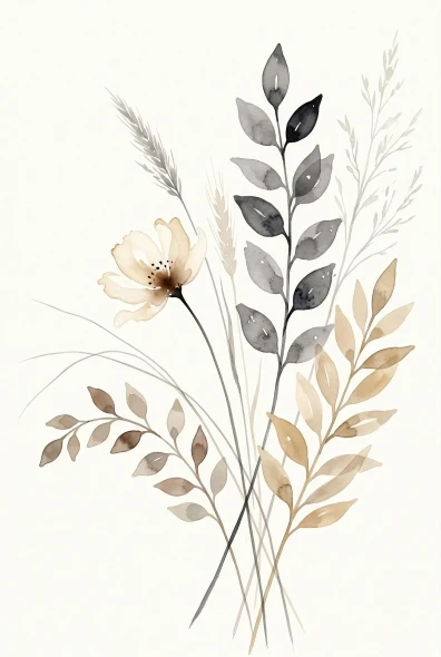 Ashen Botanical Gathering (PRT-15697-127357) - Canvas Art Print - 40in X 60in