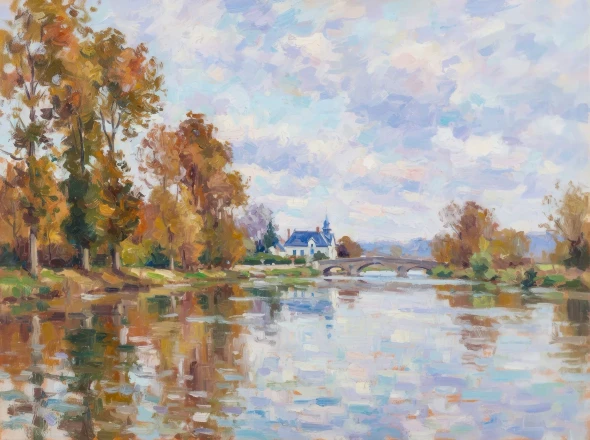 Serene River At Giverny (PRT-15697-127142) - Canvas Art Print - 60in X 45in