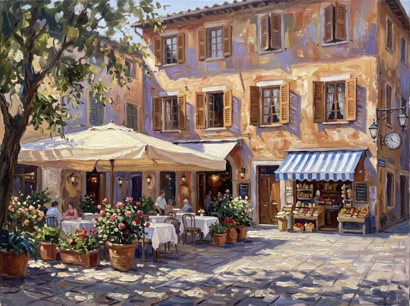 Dappled Light On European Stones (PRT-15697-127164) - Canvas Art Print - 60in X 45in