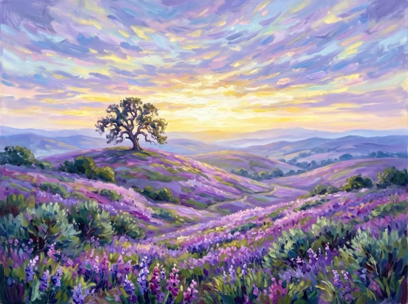 Ethereal Lavender Horizons (PRT-15697-127153) - Canvas Art Print - 60in X 45in