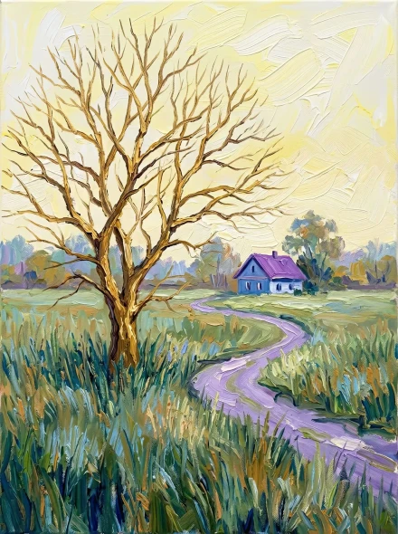 Solitude In Golden Haze (PRT-15697-127042) - Canvas Art Print - 45in X 60in