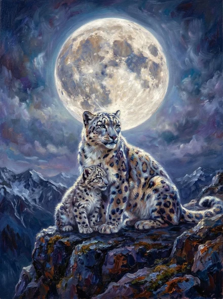 Lunar Watch Above The Crags (PRT-15697-126691) - Canvas Art Print - 45in X 60in