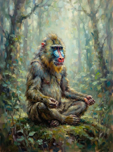 Meditation In Emerald Glade (PRT-15697-126982) - Canvas Art Print - 45in X 60in