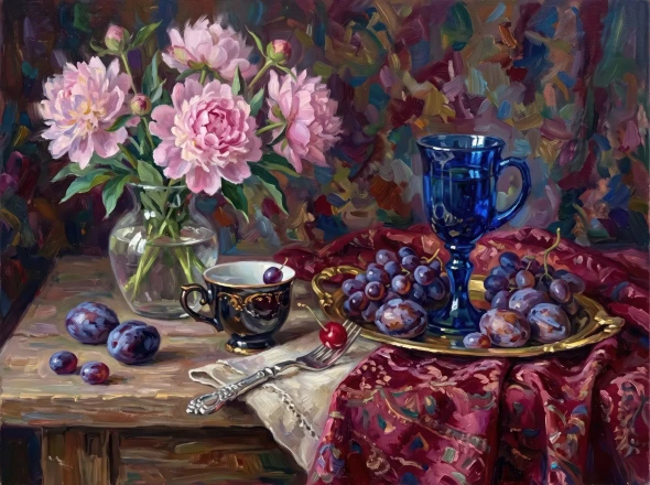 Stillness In Cobalt (PRT-15697-127170) - Canvas Art Print - 60in X 45in