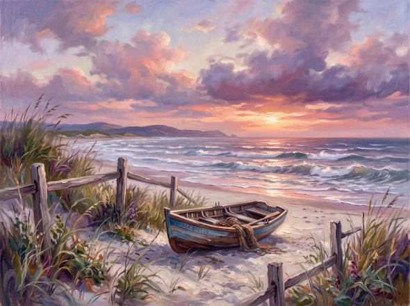 Solitude On The Shoreline (PRT-15697-127160) - Canvas Art Print - 60in X 45in