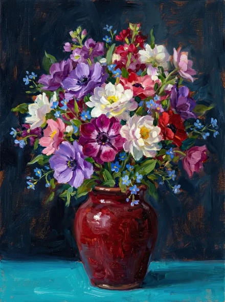 Vibrant Symphony Of Blooms (PRT-15697-127084) - Canvas Art Print - 45in X 60in