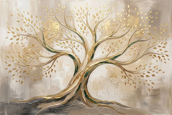 Gilded Branches Of Life (PRT-15697-127527) - Canvas Art Print - 60in X 40in