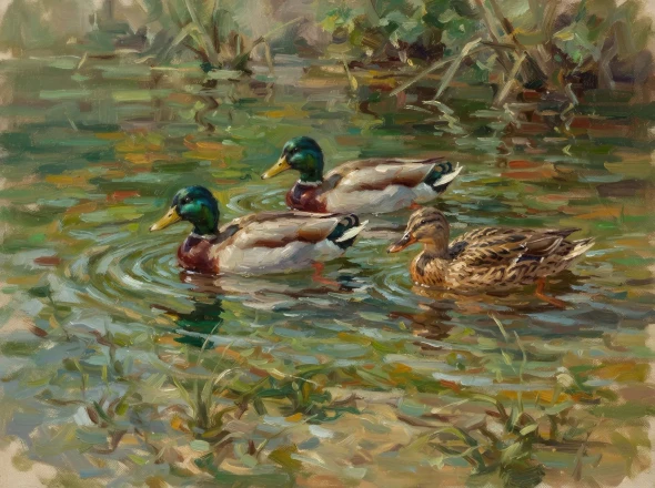 Reflections Upon Shimmering Waters (PRT-15697-127135) - Canvas Art Print - 60in X 45in