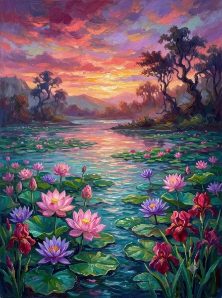 Amaranth Dusk Water Realm (PRT-15697-126759) - Canvas Art Print - 45in X 60in