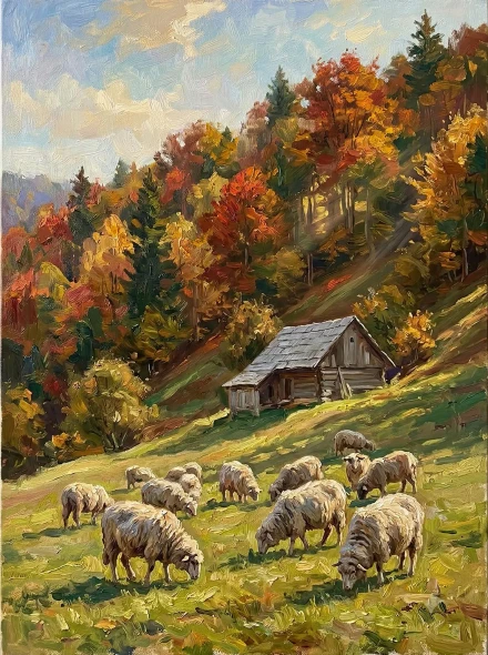 Golden Light On Alpine Slopes (PRT-15697-127085) - Canvas Art Print - 45in X 60in