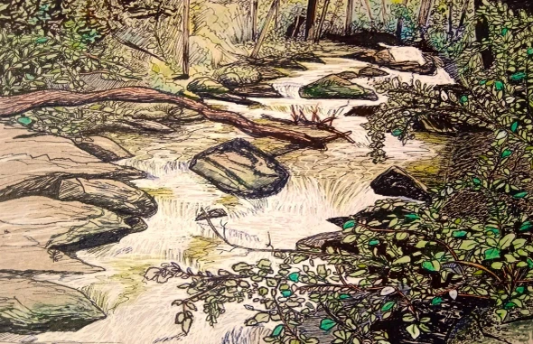 Gurgling Stream - Extra Large Canvas Prints Available At Lower Costs (PRT-19066-127494) - Canvas Art Print - 30in X 19in