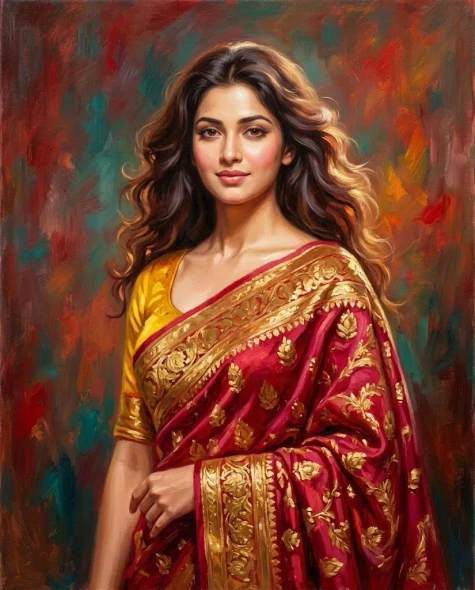Crimson And Gold Splendor (PRT-16861-127199) - Canvas Art Print - 48in X 60in