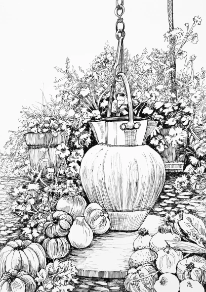 Still Life With An Urn (ART-18775-127684) - Handpainted Art Painting - 8in X 11in