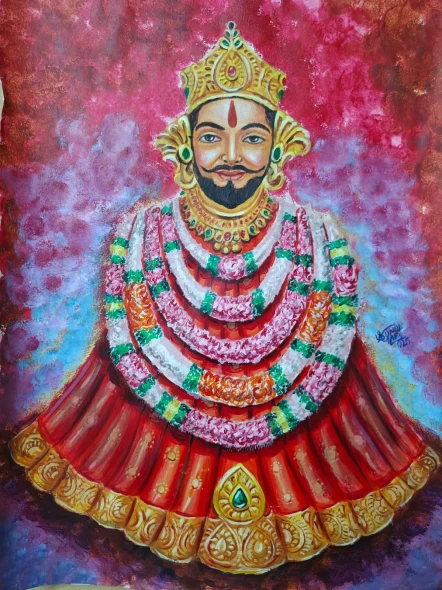 Lord Khatushyam (ART-18235-127675) - Handpainted Art Painting - 11in X 16in
