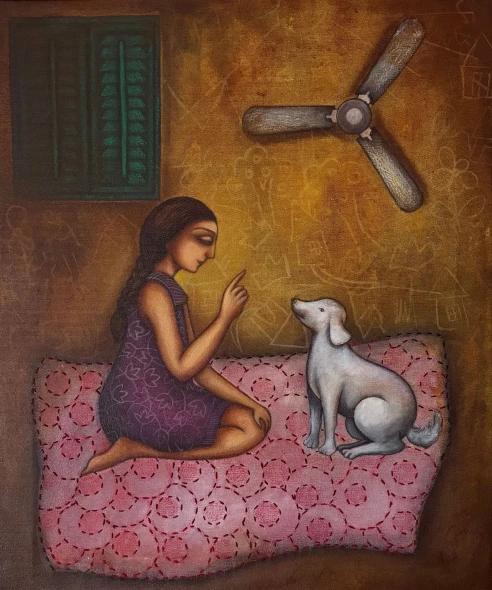 Bonding |V (ART-19142-127670) - Handpainted Art Painting - 20in X 24in