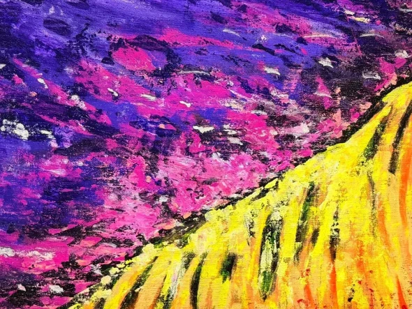 Acrylic Painting- Solar Veil (ART-18425-127699) - Handpainted Art Painting - 24in X 18in