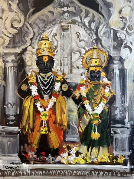 Vitthal & Rukmini (PRT-18703-127744) - Canvas Art Print - 36in X 48in