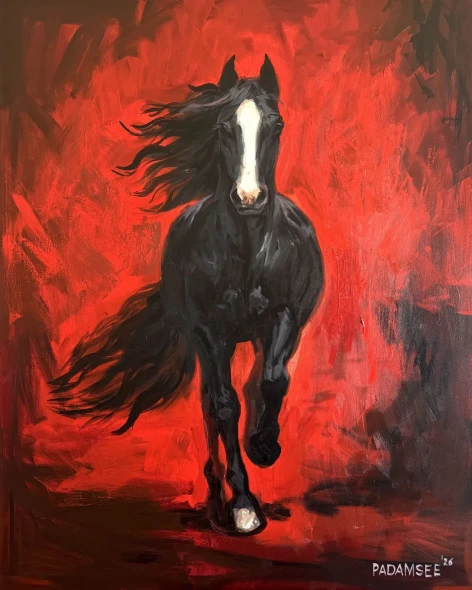 Velocity In Red (PRT-18703-127743) - Canvas Art Print - 48in X 60in