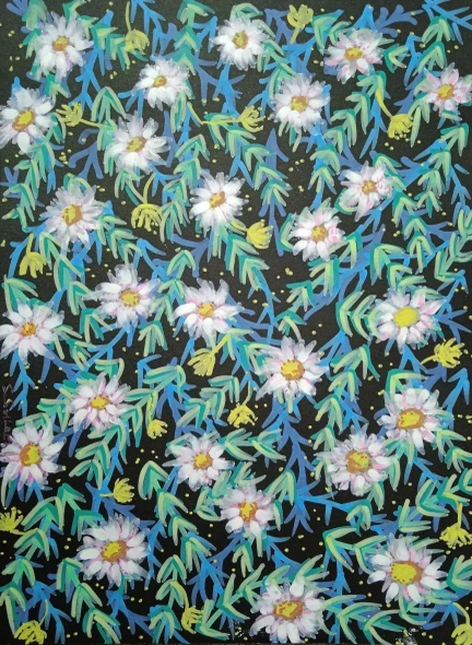 Glowing Botanical Paradises 2 - Floral Rain (ART-19066-127741) - Handpainted Art Painting - 8in X 11in