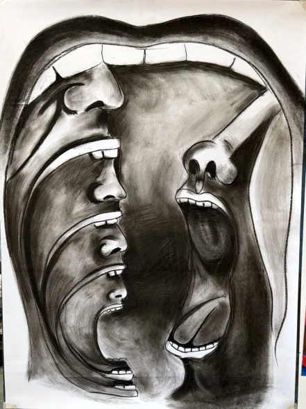 Echoes That Refuse Silence (ART-19272-127767) - Handpainted Art Painting - 23in X 33in