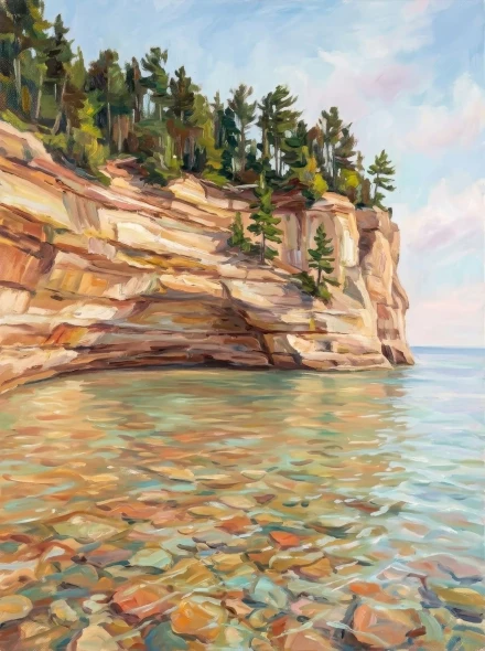 Serene Sandstone Bay (PRT-15697-126748) - Canvas Art Print - 45in X 60in