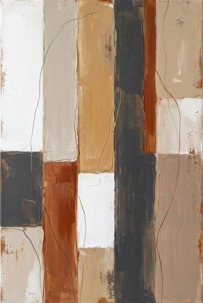 Geometric Rhythm In Neutrals (PRT-15697-127795) - Canvas Art Print - 40in X 60in