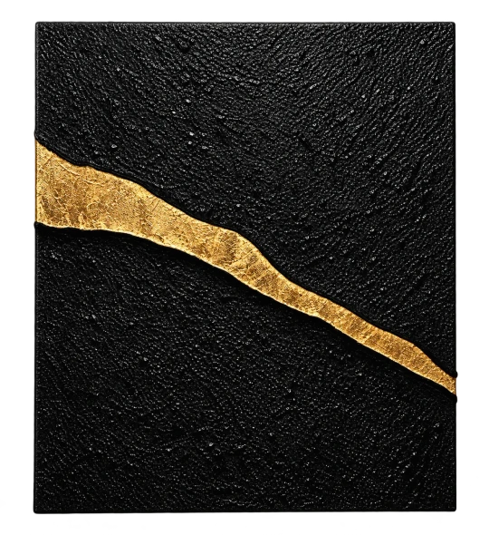 Golden Rupture (ART-19278-127828) - Handpainted Art Painting - 12in X 14in