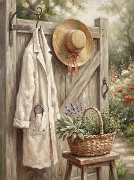 Grounded Service In Green (PRT-15697-127975) - Canvas Art Print - 45in X 60in