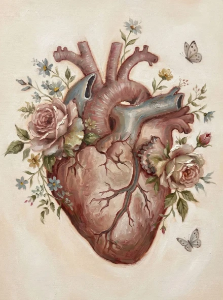 Anatomy Of A Gentle Heart (PRT-15697-127963) - Canvas Art Print - 45in X 60in