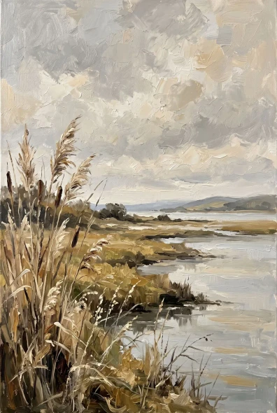 Serene Coastal Marsh Dawn (PRT-15697-127945) - Canvas Art Print - 40in X 60in