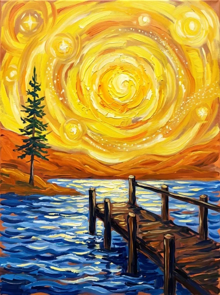 Celestial Harbor Dusk (PRT-15697-127939) - Canvas Art Print - 45in X 60in